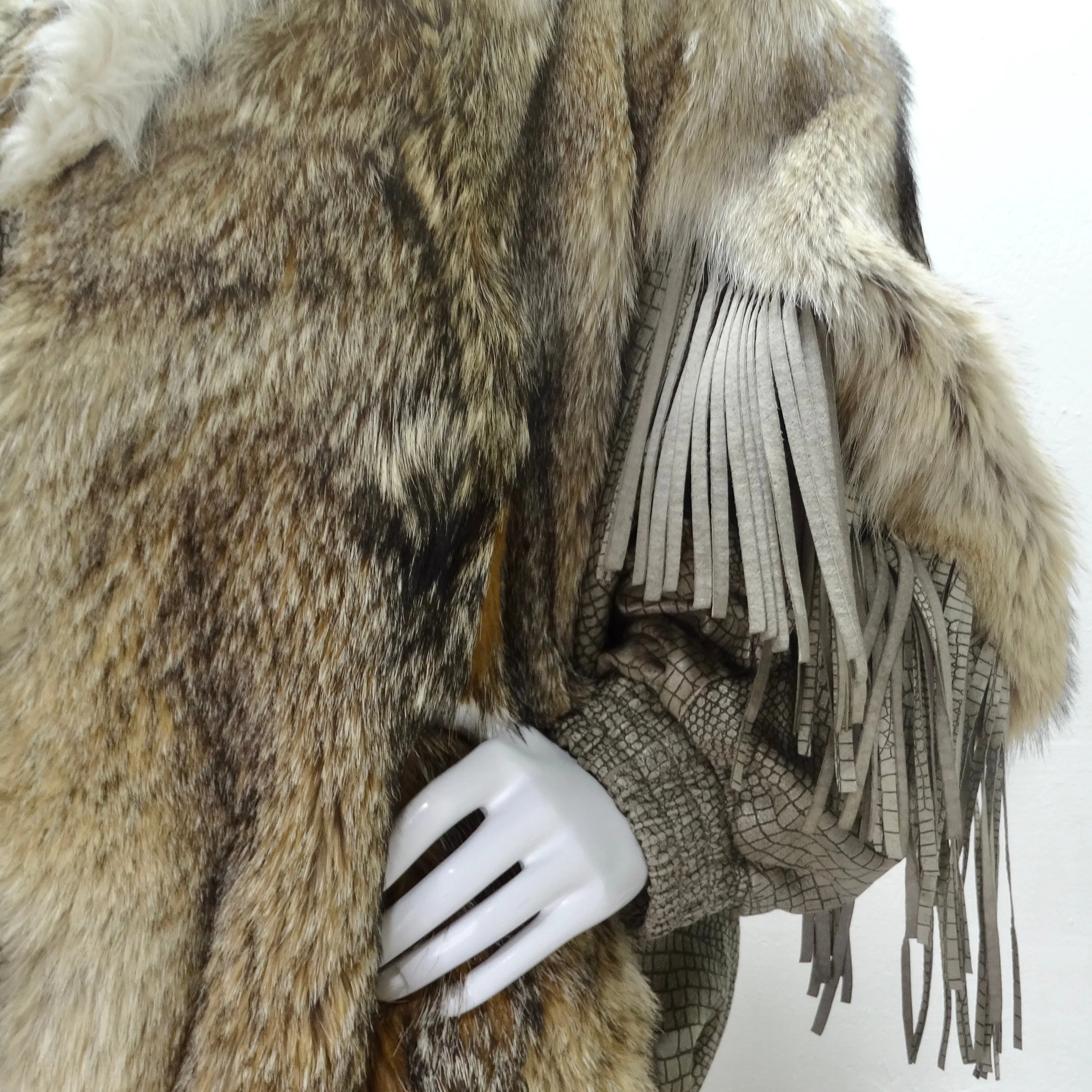 1980s Carlo Palazzi Coyote Fur Leather Fringe Jacket