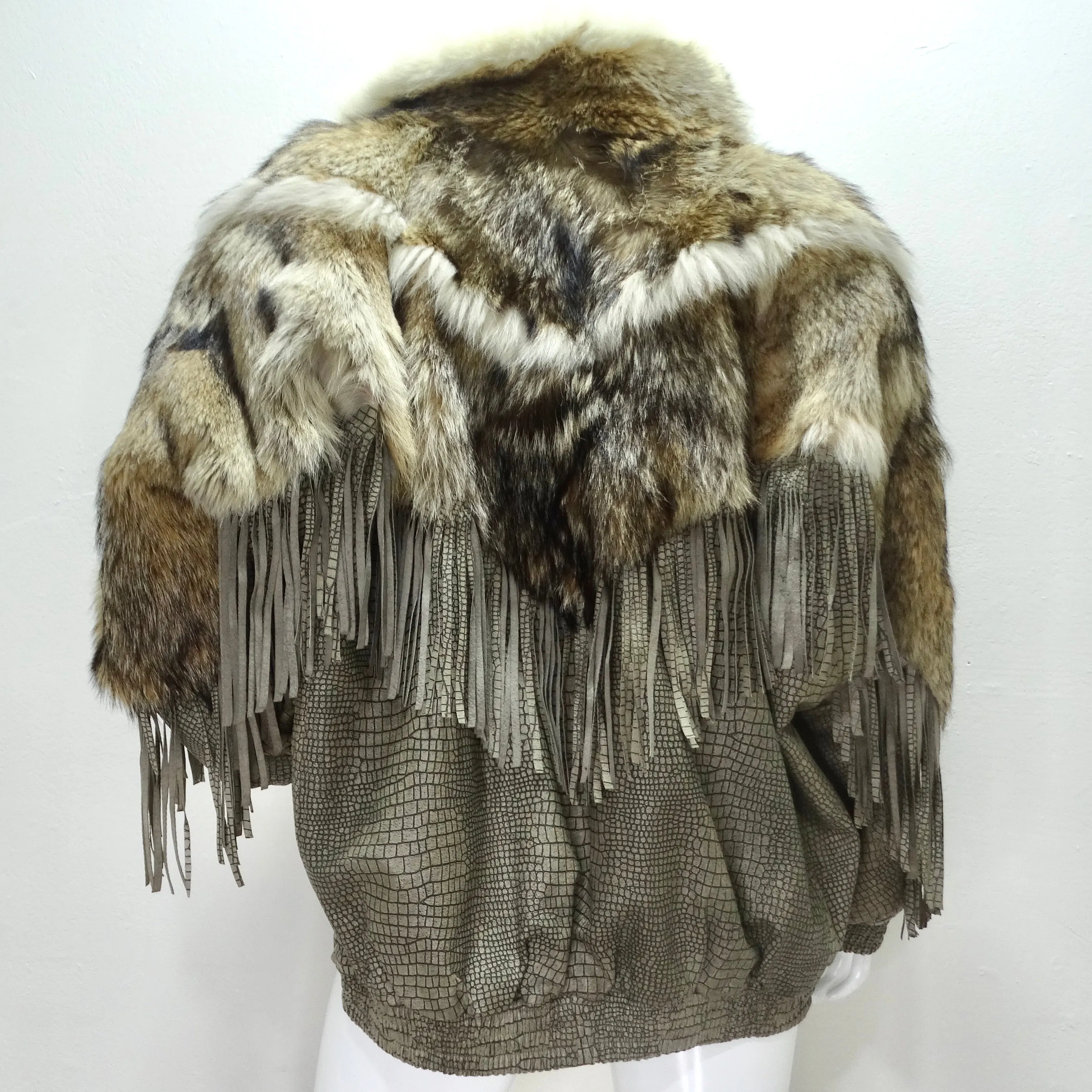 1980s Carlo Palazzi Coyote Fur Leather Fringe Jacket