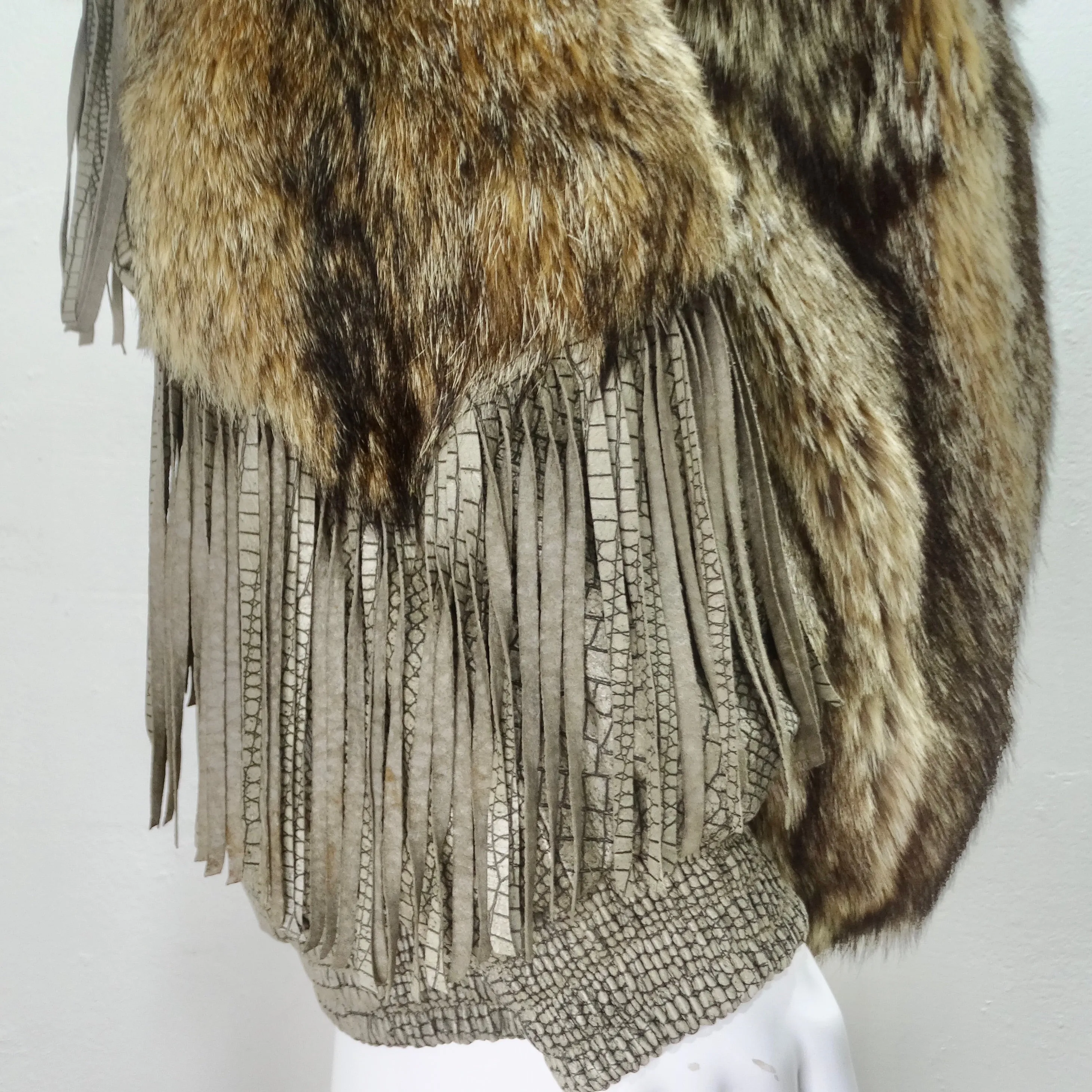 1980s Carlo Palazzi Coyote Fur Leather Fringe Jacket