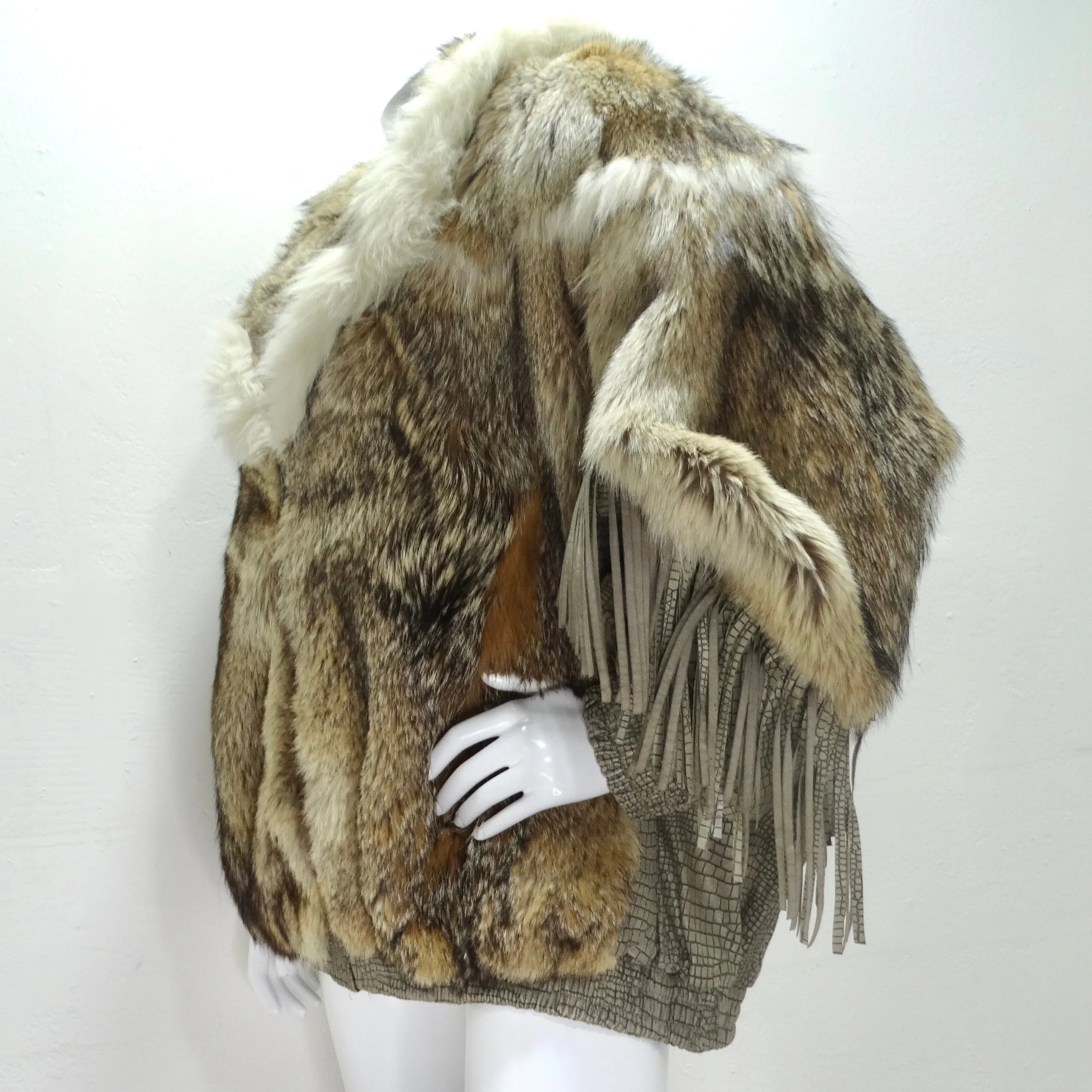 1980s Carlo Palazzi Coyote Fur Leather Fringe Jacket