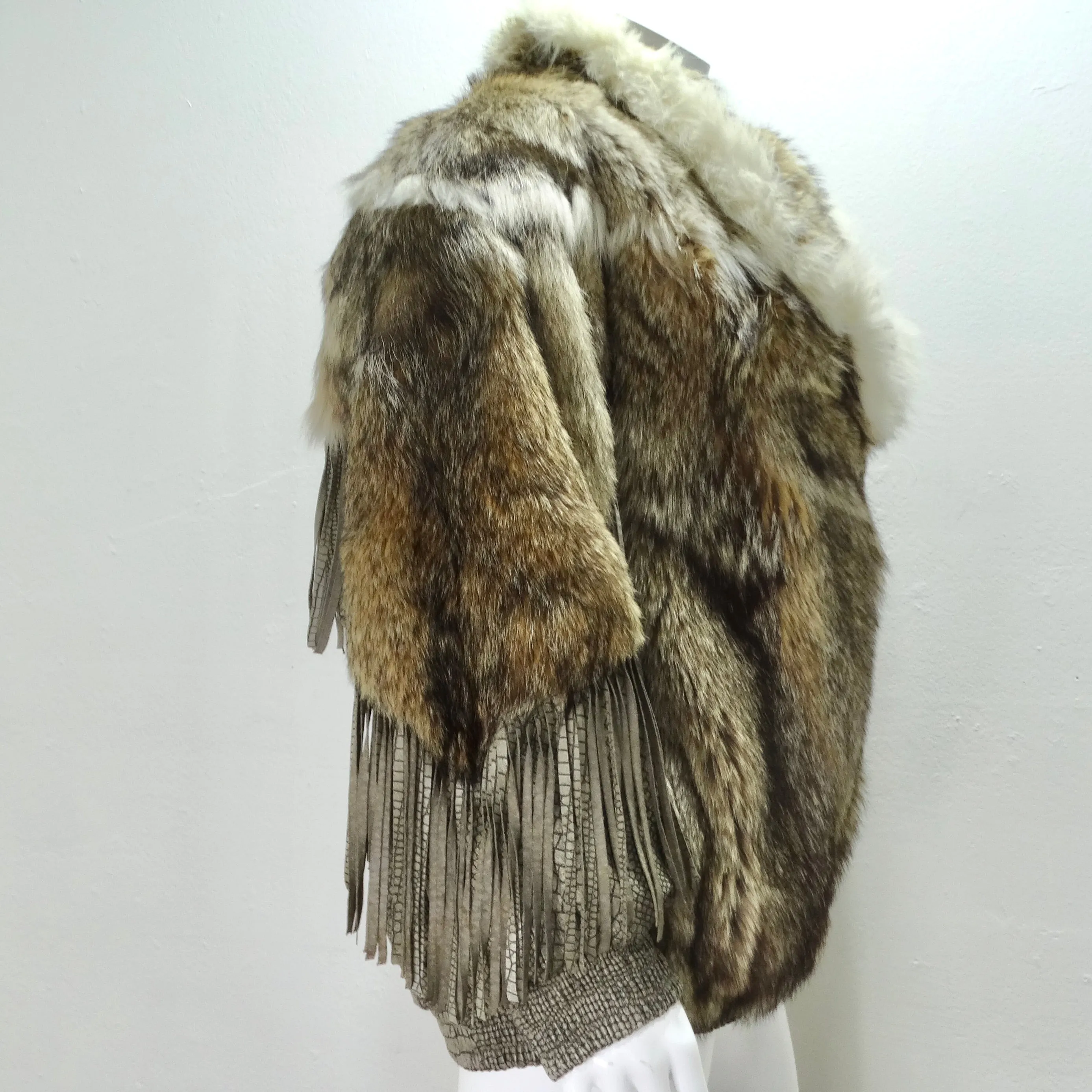 1980s Carlo Palazzi Coyote Fur Leather Fringe Jacket