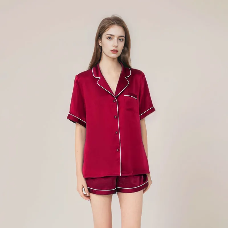 Affordable Short Silk Pajamas Silk Sleepwear Set