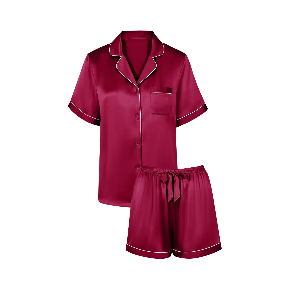 Affordable Short Silk Pajamas Silk Sleepwear Set