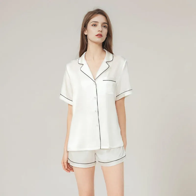 Affordable Short Silk Pajamas Silk Sleepwear Set