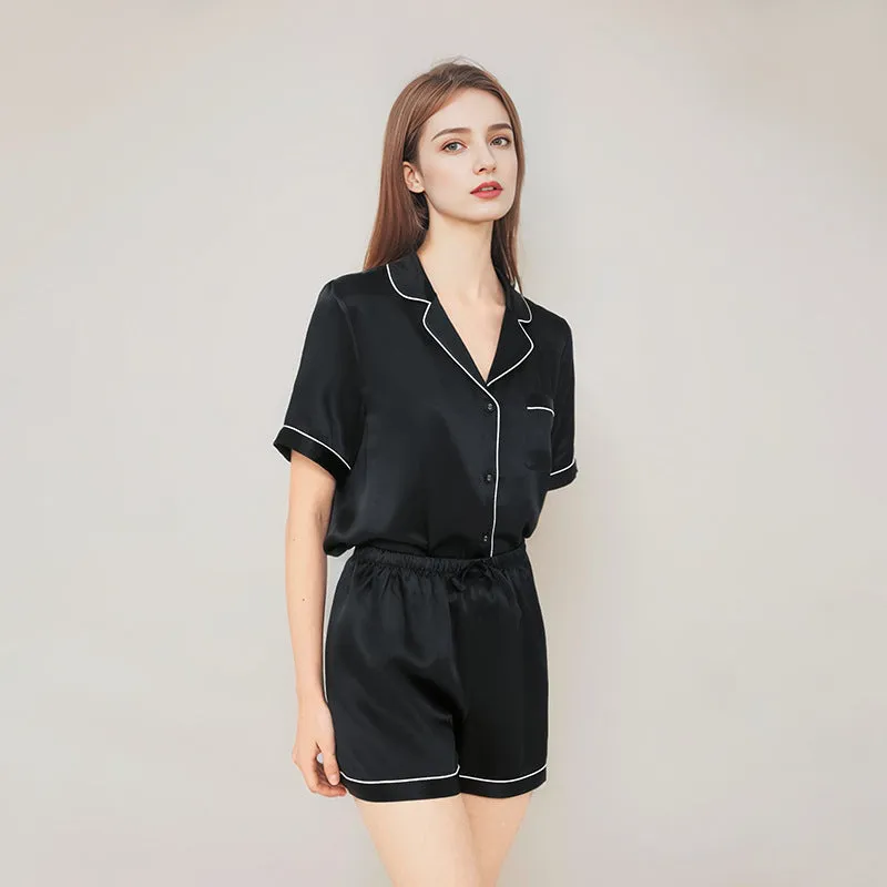 Affordable Short Silk Pajamas Silk Sleepwear Set