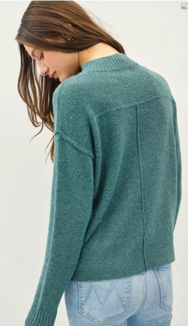 Be Cool High Neck Oversized Sweater with Back Yoke