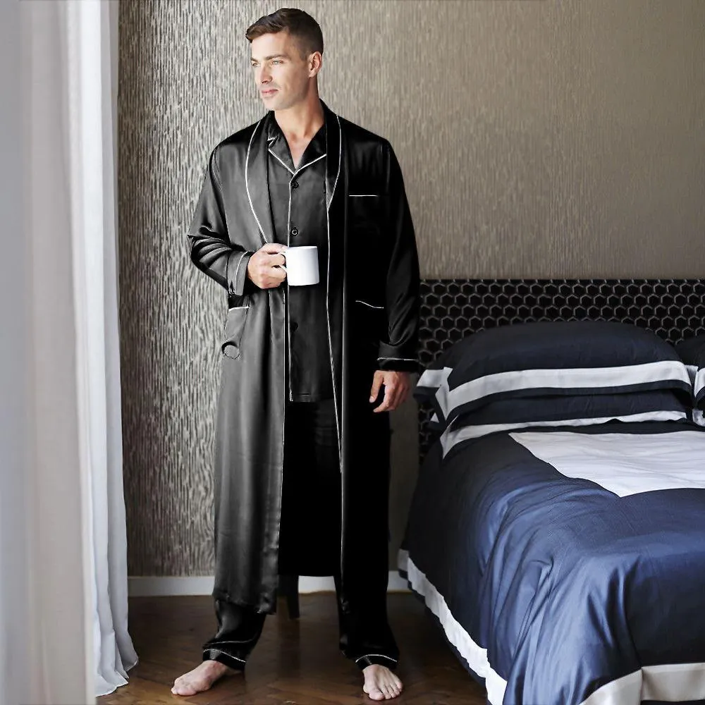 Best men's silk long pajamas Set  Luxury Silk Pajamas Robe Set