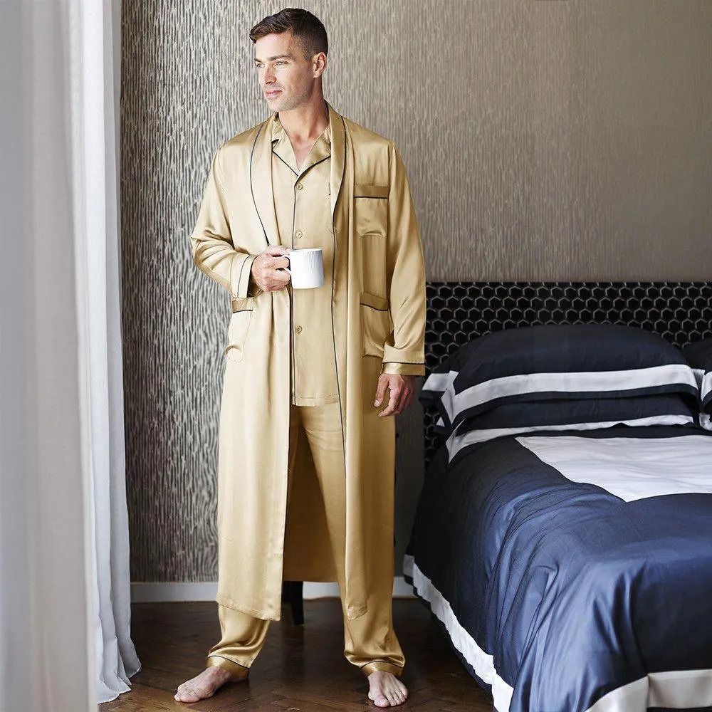 Best men's silk long pajamas Set  Luxury Silk Pajamas Robe Set