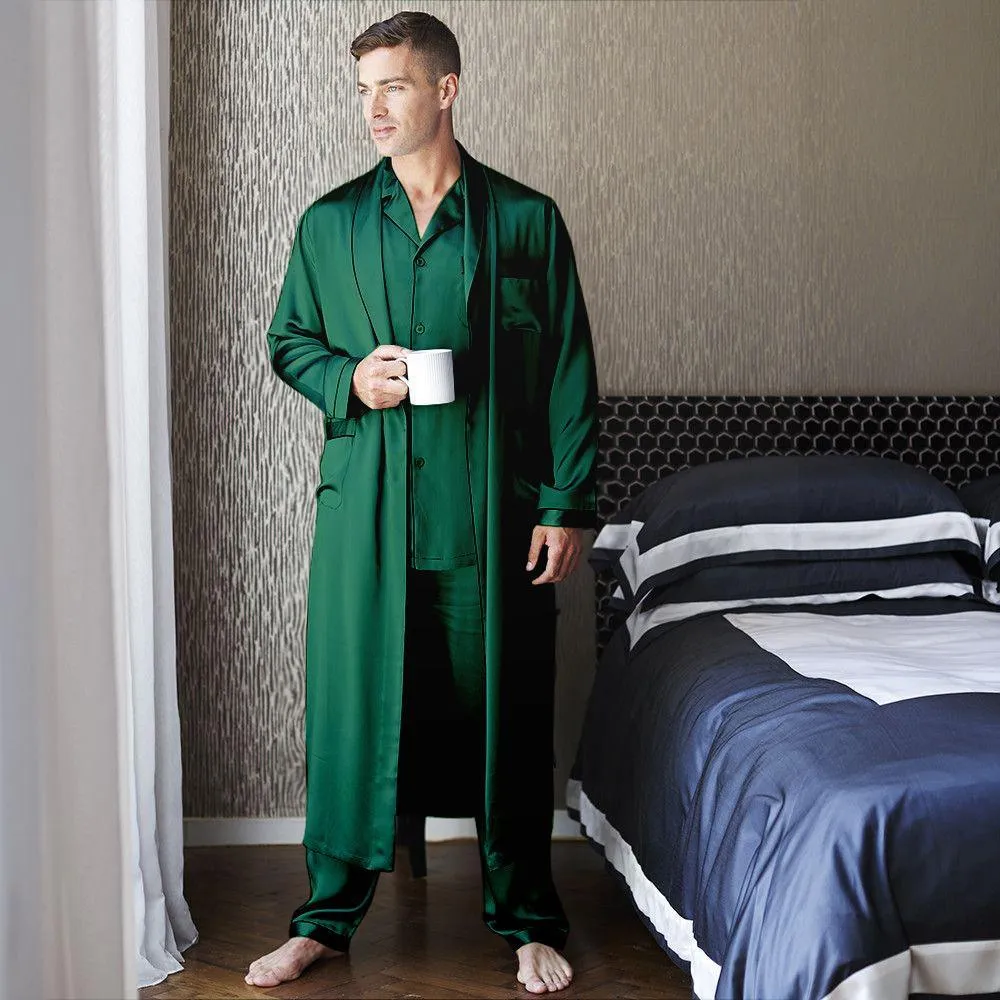 Best men's silk long pajamas Set  Luxury Silk Pajamas Robe Set