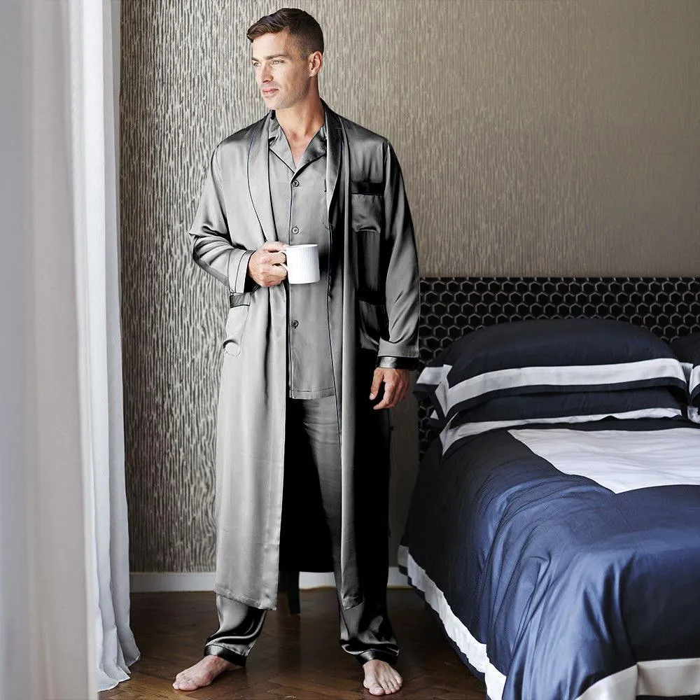 Best men's silk long pajamas Set  Luxury Silk Pajamas Robe Set