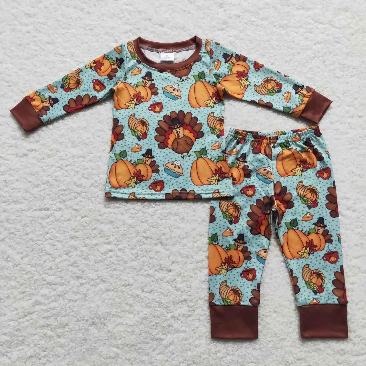 boy Thanksgiving Day turkey print pajamas sets BLP0287