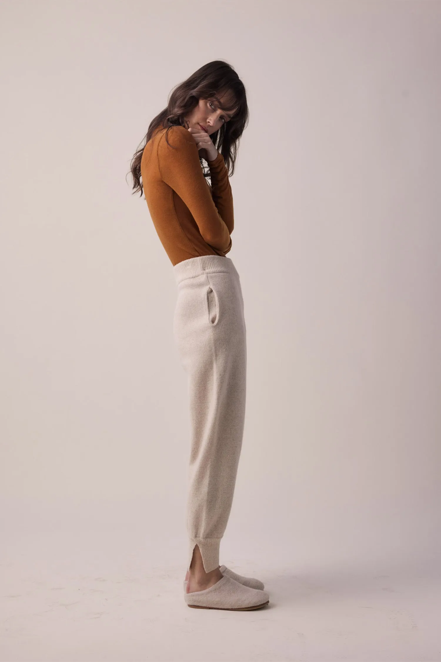 Cashmere wool blend sweater jogger pants