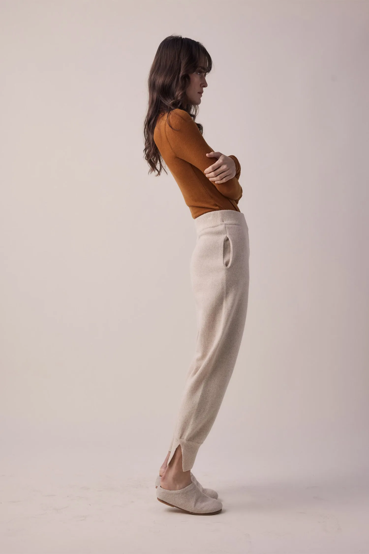 Cashmere wool blend sweater jogger pants