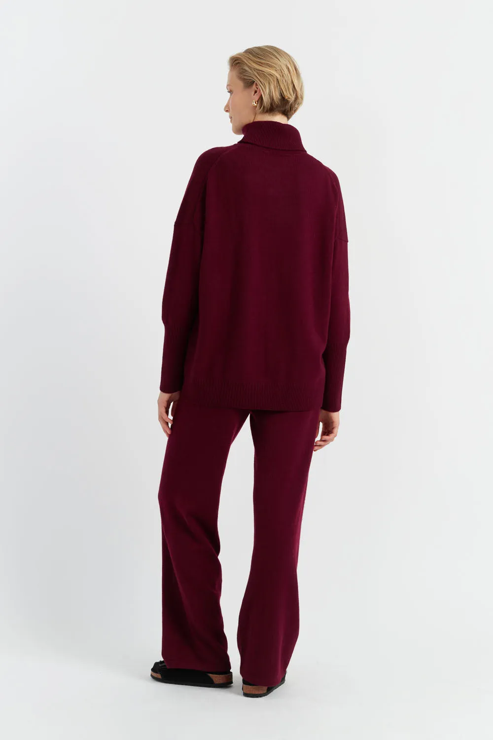 Claret Cashmere Wide-Leg Pants