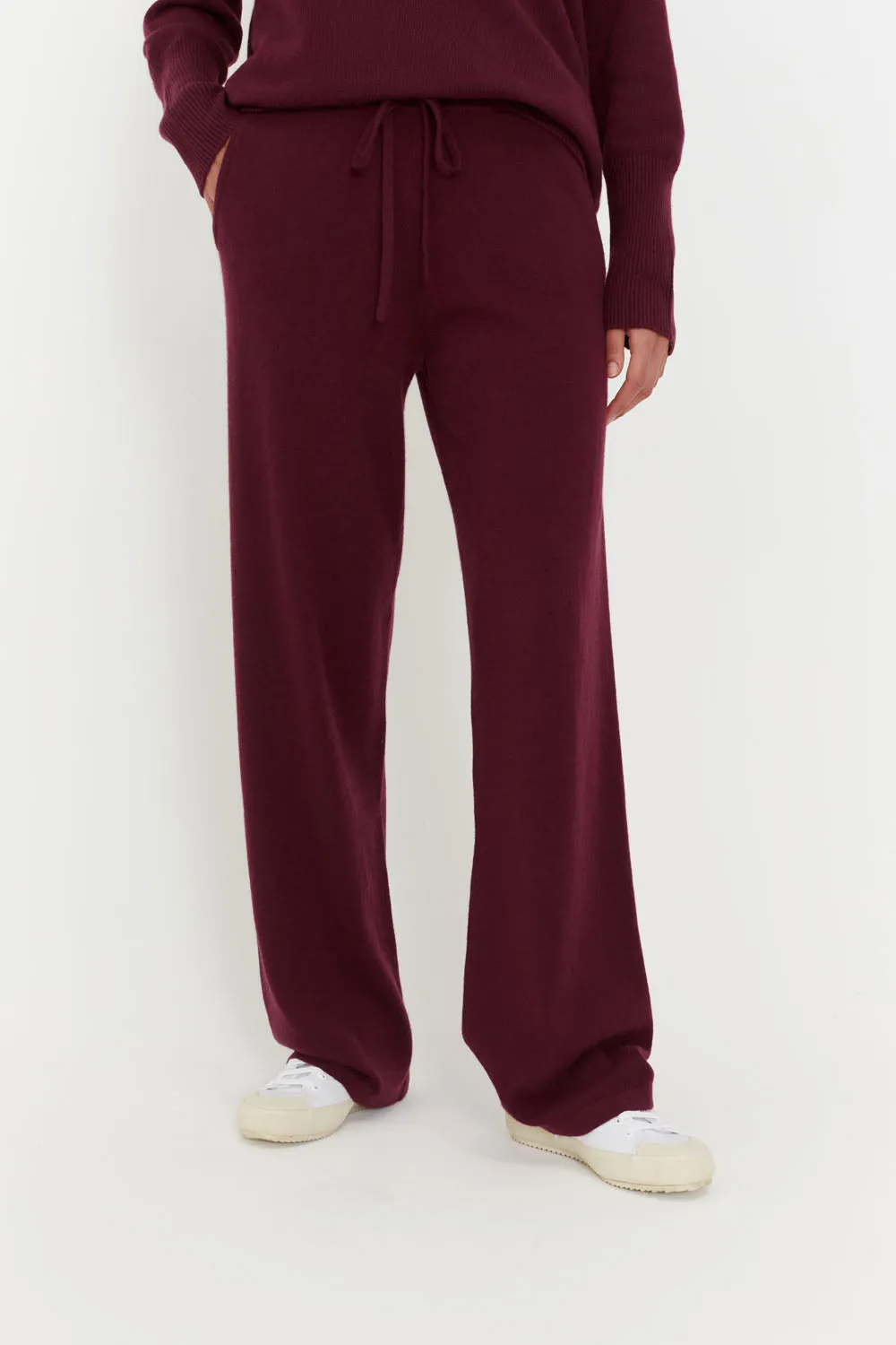 Claret Cashmere Wide-Leg Pants