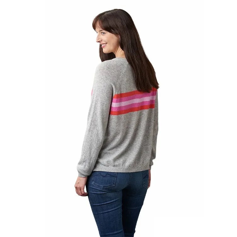 Davina Cashmere Silver Jumper Multi-colour Stripes