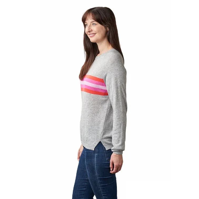 Davina Cashmere Silver Jumper Multi-colour Stripes