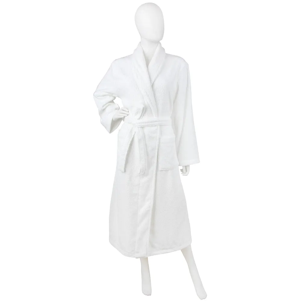 Diamond Jacquard Bathrobe, XL-XXL, White