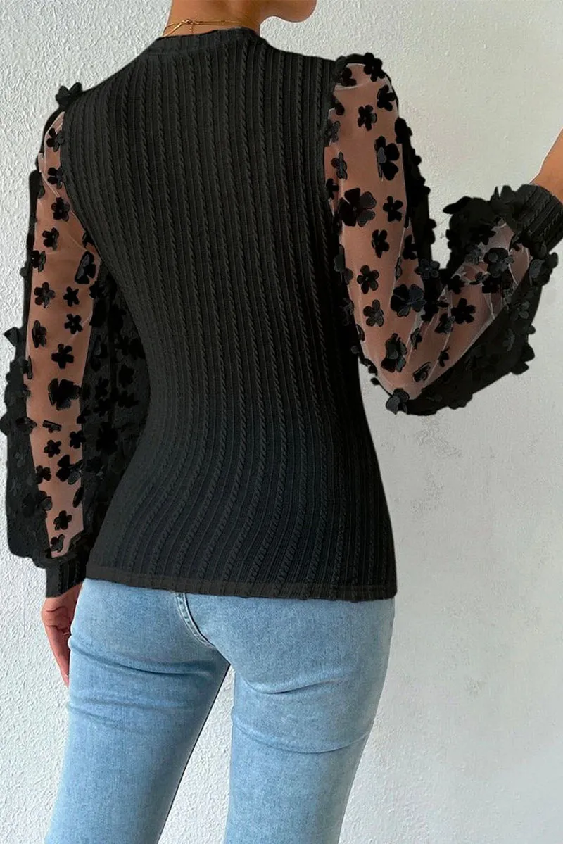 Elegant Solid Patchwork O Neck Tops(6 Colors)