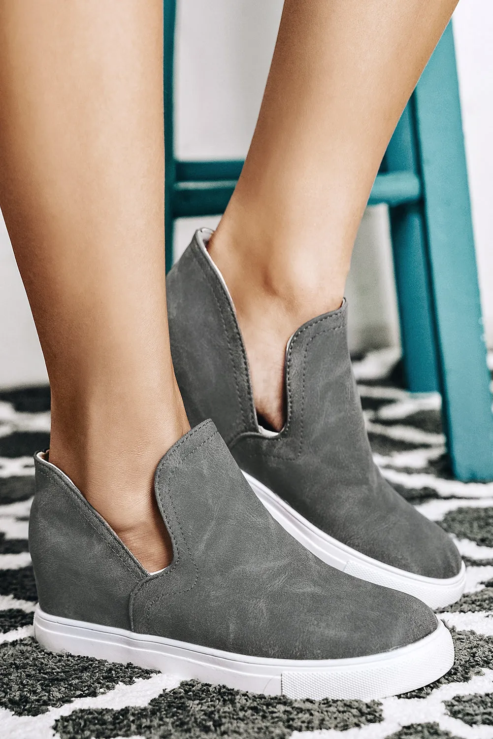 Faux Suede Slip-on Wedge Shoes