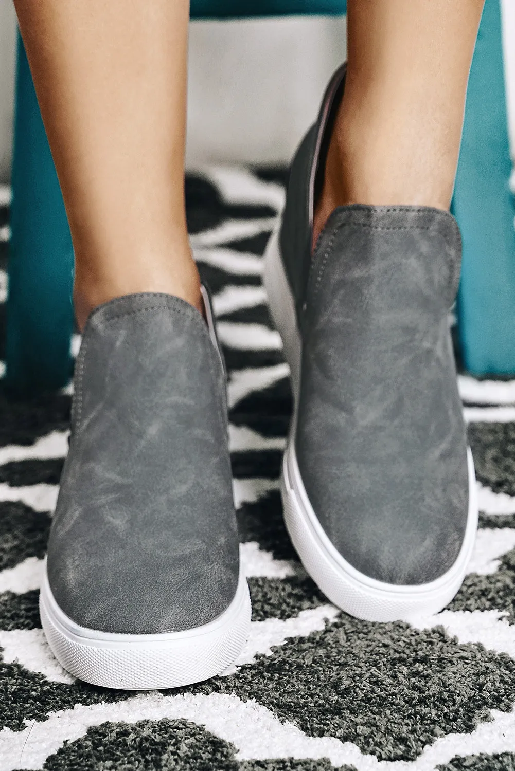 Faux Suede Slip-on Wedge Shoes