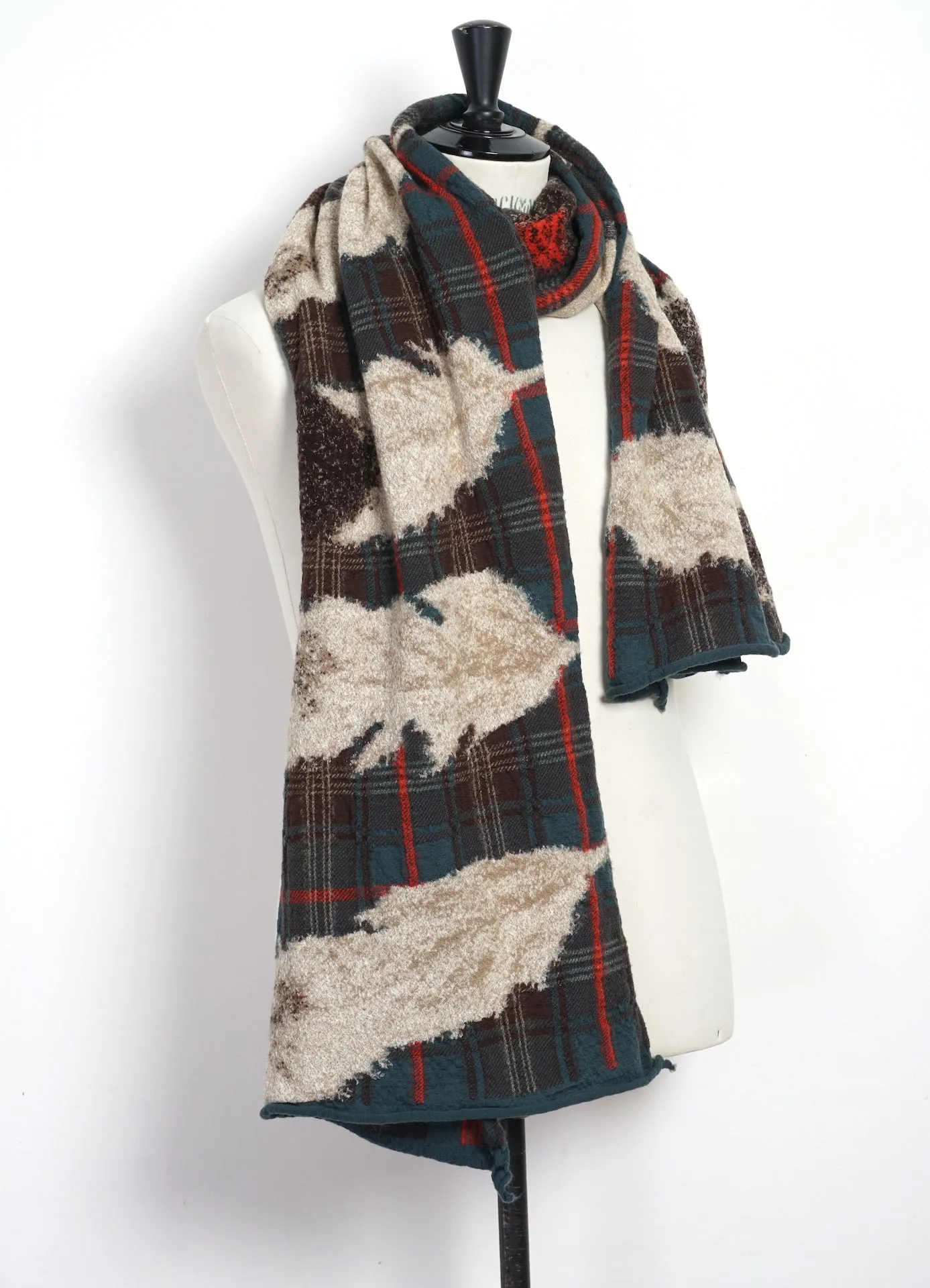 FEATHER TARTAN | Compressed Wool Scarf | Green