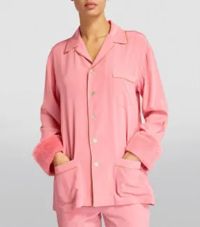 Flamingo pink silk crepe de chine pajama set