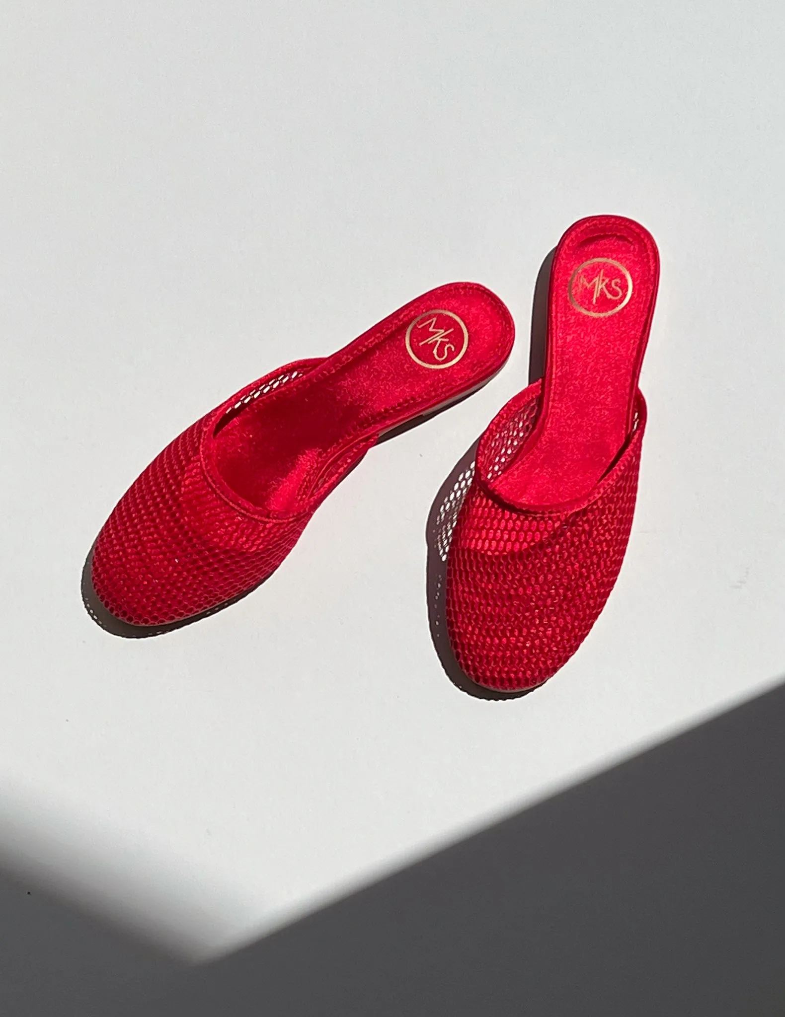 Francesca Red Mesh Slip-On Mules