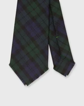 Fringed Wool Woven Tie in Blackwatch