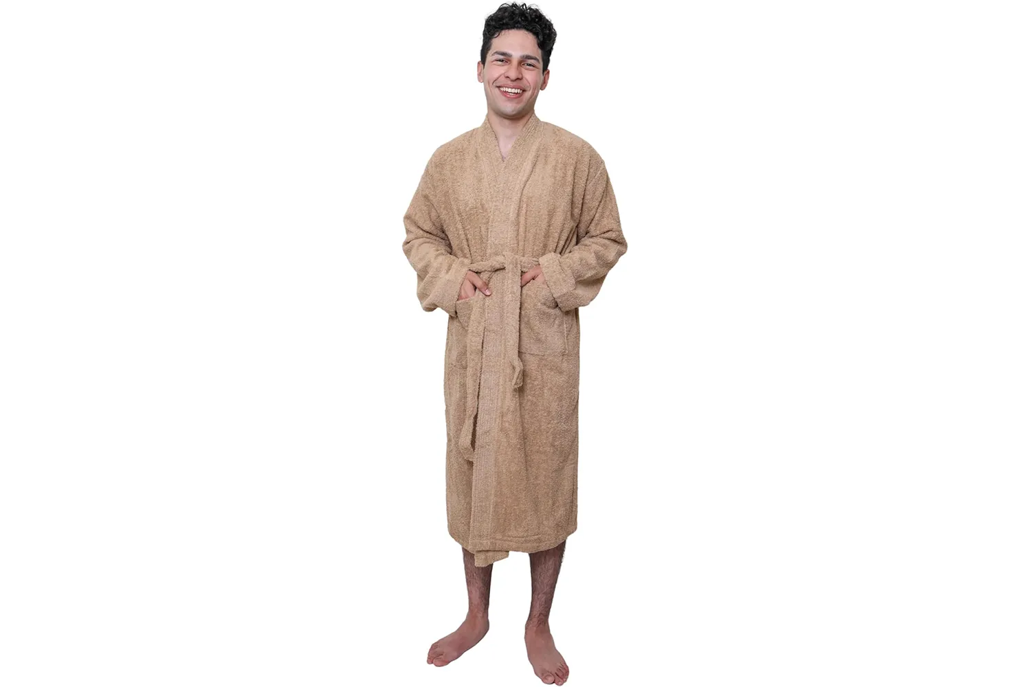 GOLD TEXTILES Premium Terry Cloth Robes for Man's Lightweight Bathrobe, Adjustable Towel Robe Belt with Collar