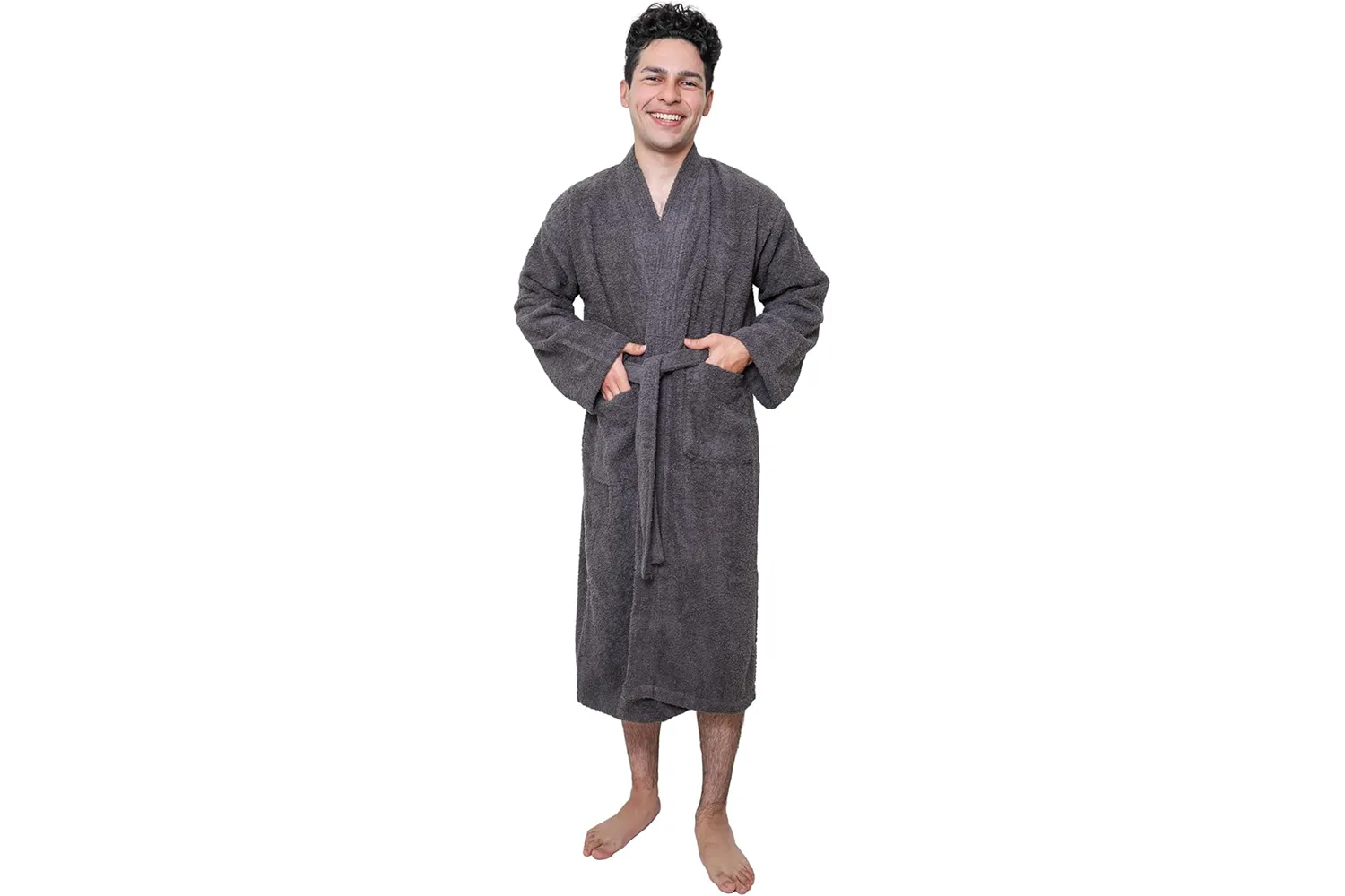 GOLD TEXTILES Premium Terry Cloth Robes for Man's Lightweight Bathrobe, Adjustable Towel Robe Belt with Collar