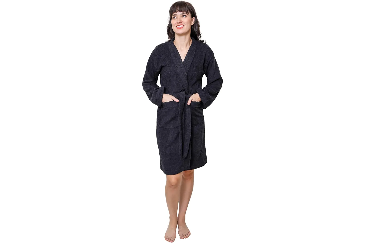 GOLD TEXTILES Premium Terry Cloth Robes for Women Lightweight Bathrobe, Adjustable Towel Robe Belt with Collar