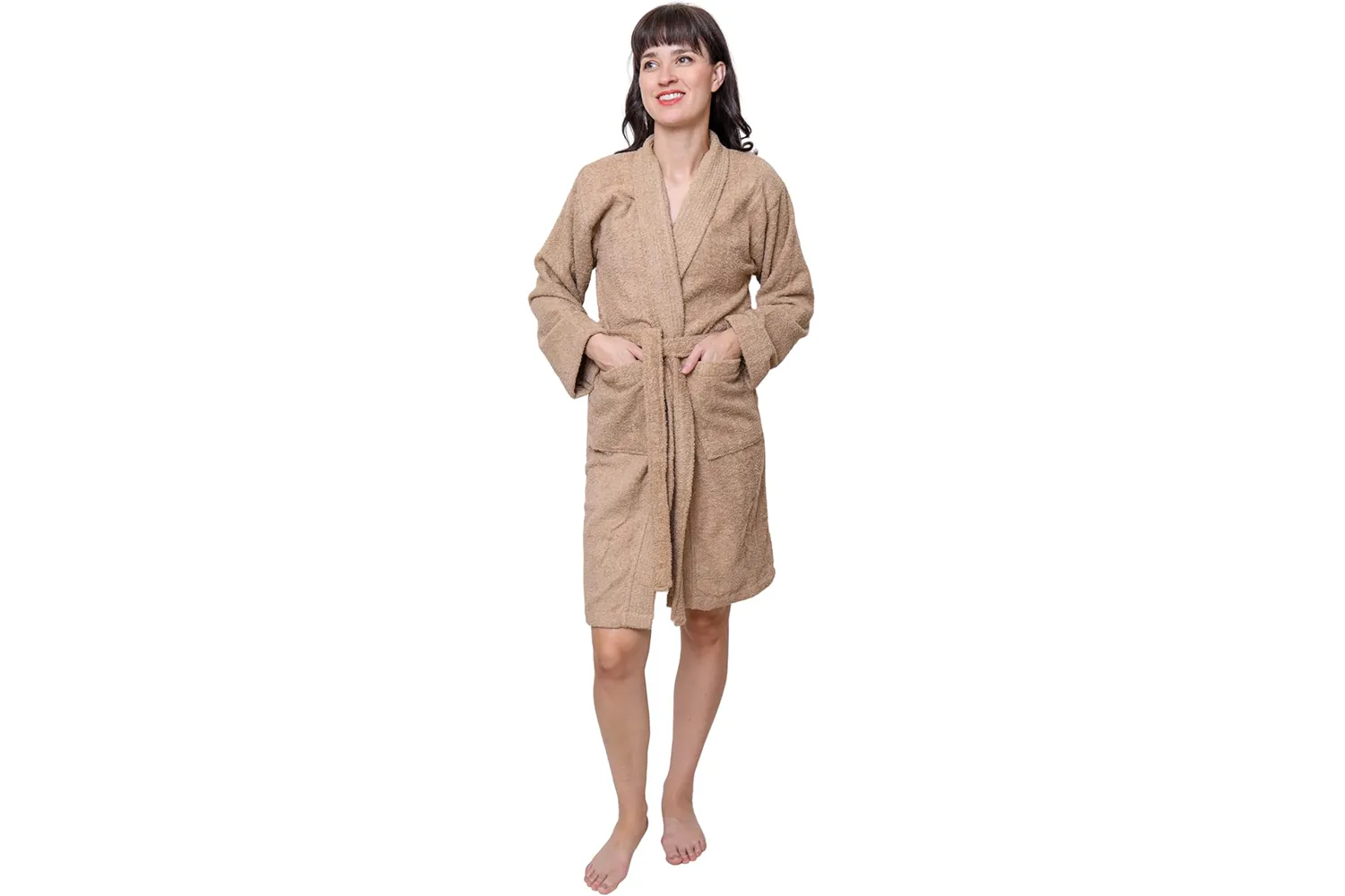 GOLD TEXTILES Premium Terry Cloth Robes for Women Lightweight Bathrobe, Adjustable Towel Robe Belt with Collar