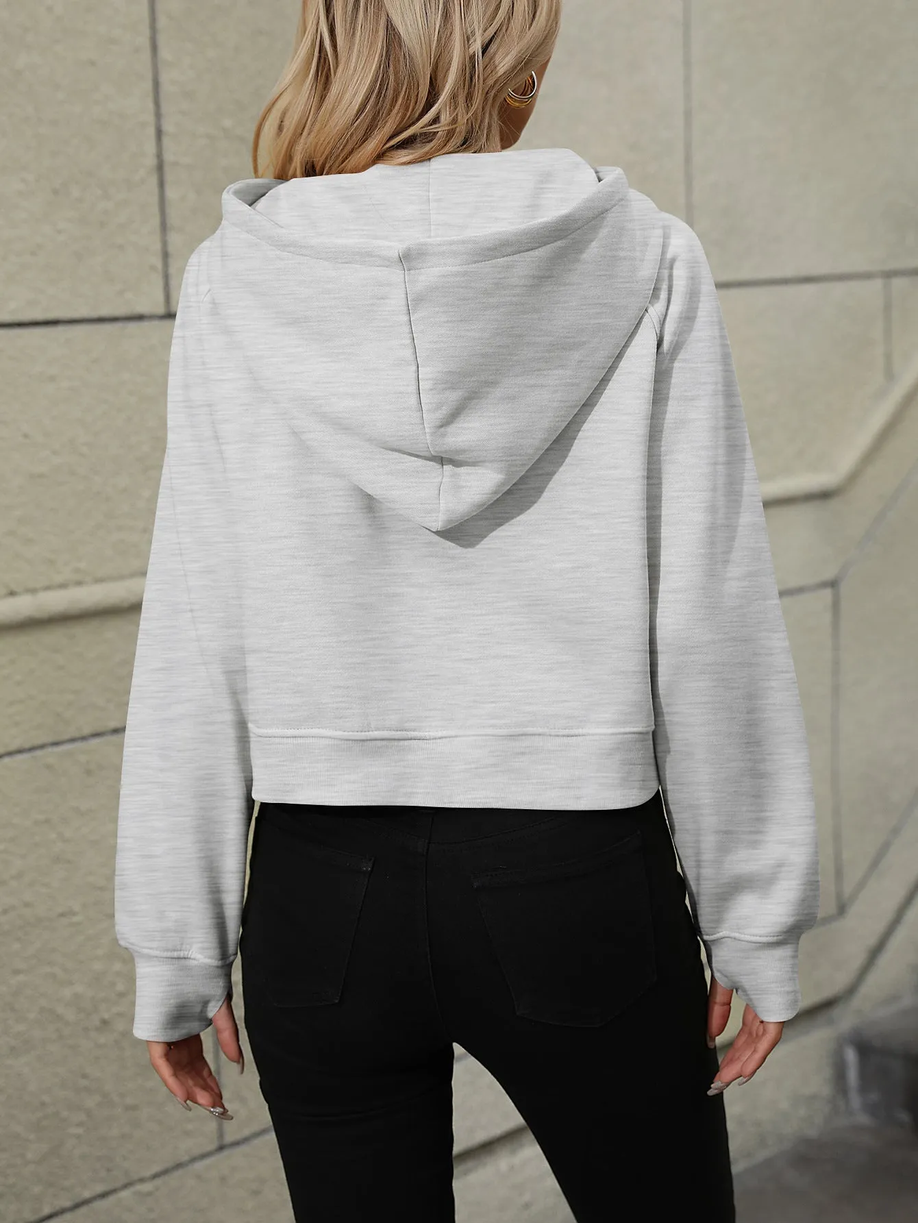 Half Zip Pullover Hooded Sweatshirt Short Fashion Sweater