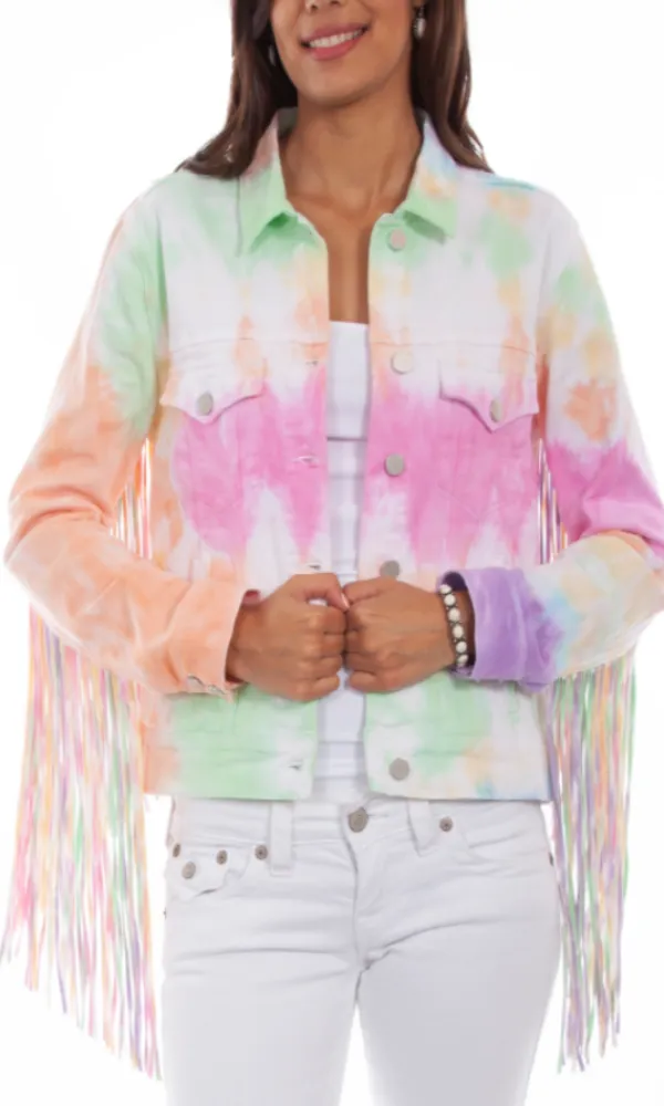 Honey Creek by Scully Fringe Tie Dye Jean Jacket