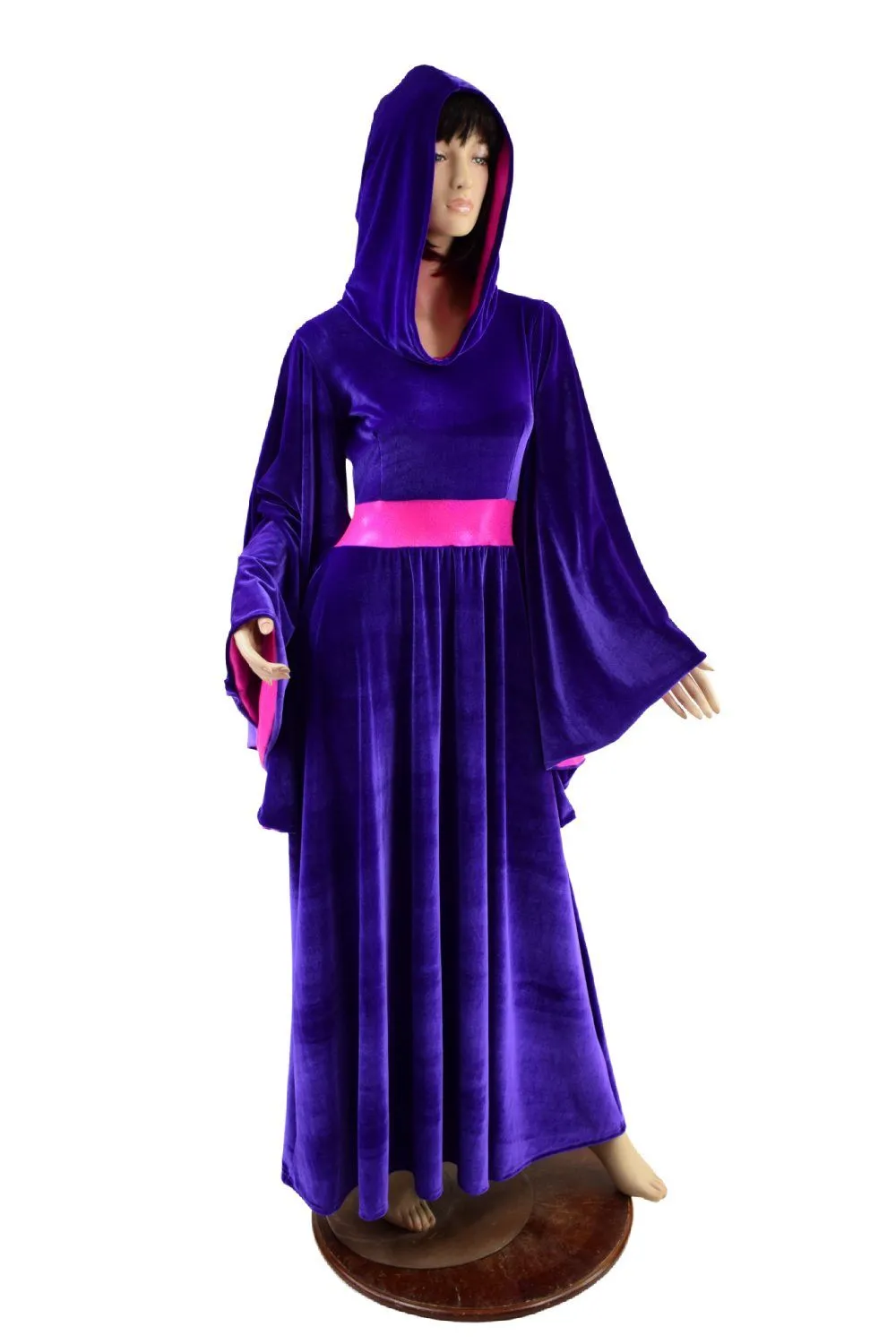 Hooded Melissa Gown with Lined Fan Sleeves