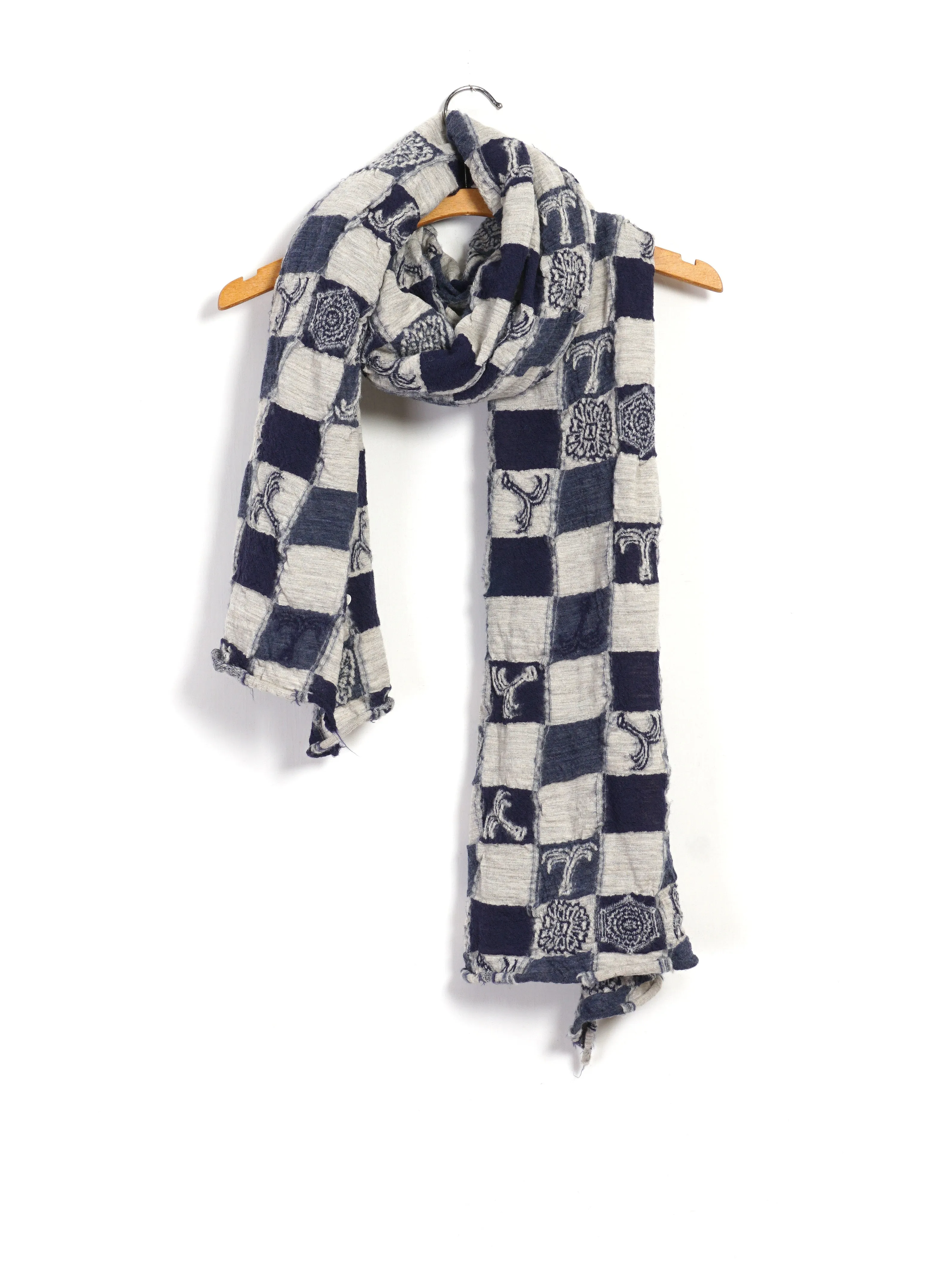 ICHIMATSU ANCHOR | Compressed Wool Scarf | Navy