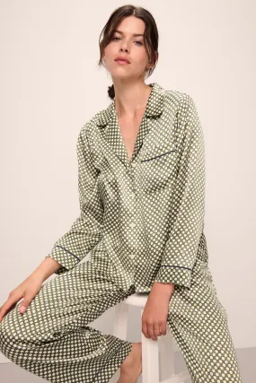 Inez Washable Silk Printed Long PJ Set