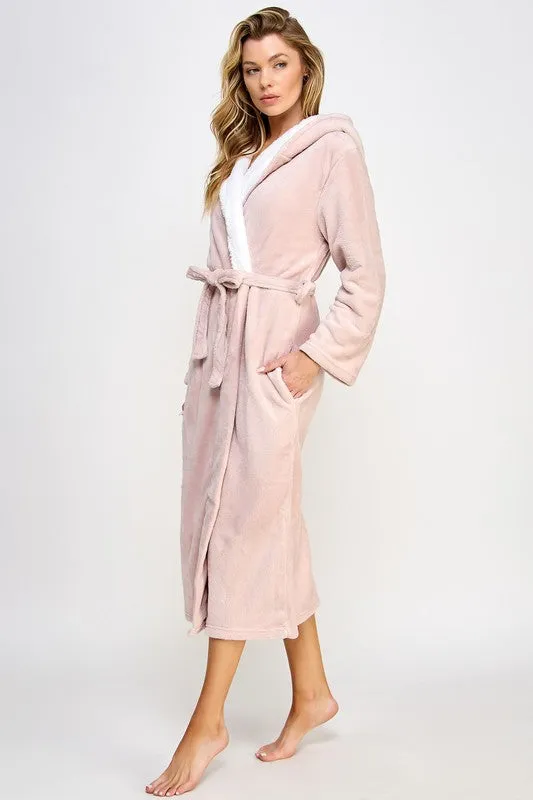 Janette Pink Hooded Plush Robe