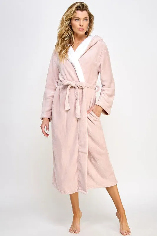 Janette Pink Hooded Plush Robe