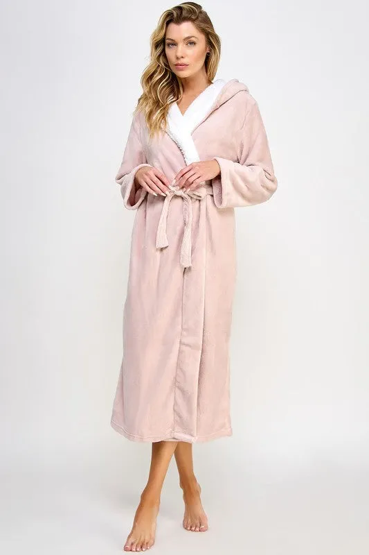 Janette Pink Hooded Plush Robe