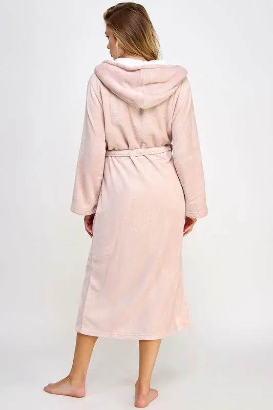 Janette Pink Hooded Plush Robe