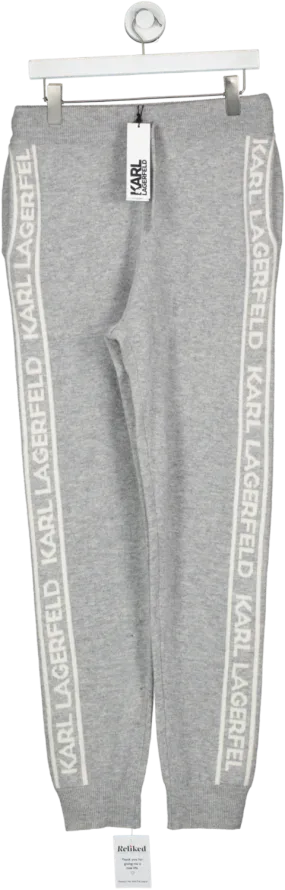 Karl Lagerfeld Grey Cashmere Knit Logo Relaxed Pants UK M