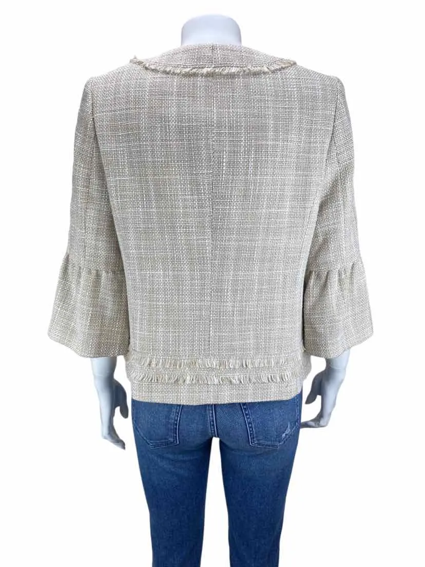 Karl Lagerfeld, Women's Tweed Lady Jacket, Sand/White, Size 6