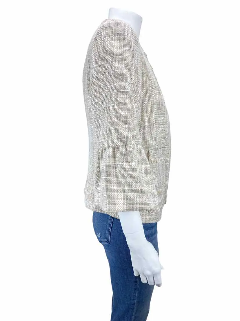 Karl Lagerfeld, Women's Tweed Lady Jacket, Sand/White, Size 6