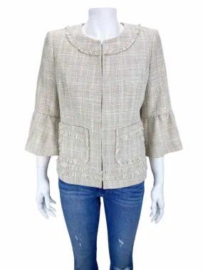 Karl Lagerfeld, Women's Tweed Lady Jacket, Sand/White, Size 6