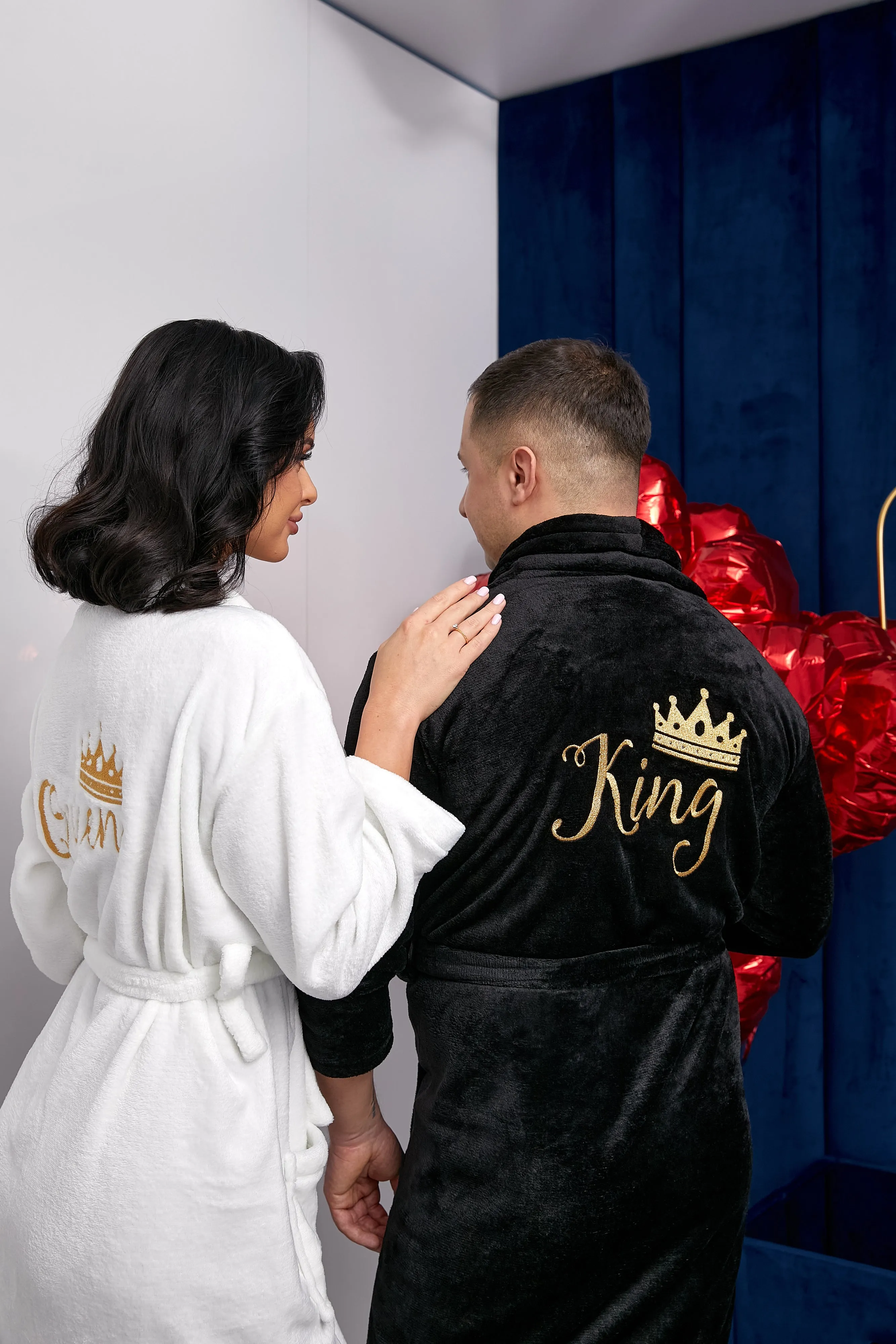 King and Queen Bathrobes for Couple Cozy Terry Bathrobes wife and husband - Glitter