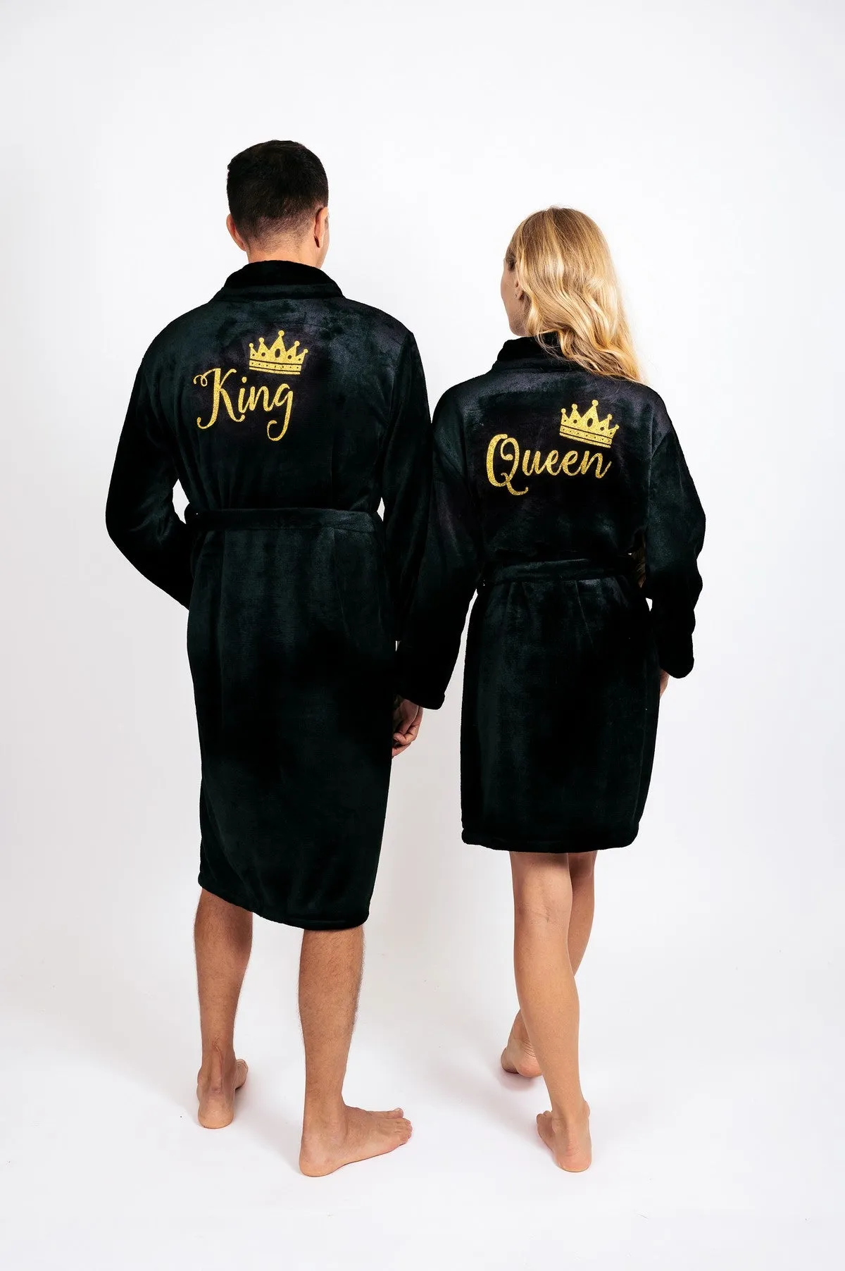 King and Queen Bathrobes for Couple Cozy Terry Bathrobes wife and husband - Glitter