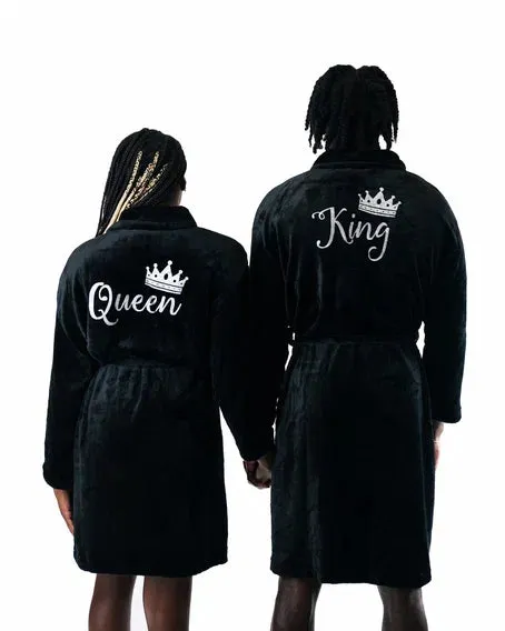 King and Queen Bathrobes for Couple Cozy Terry Bathrobes wife and husband - Glitter