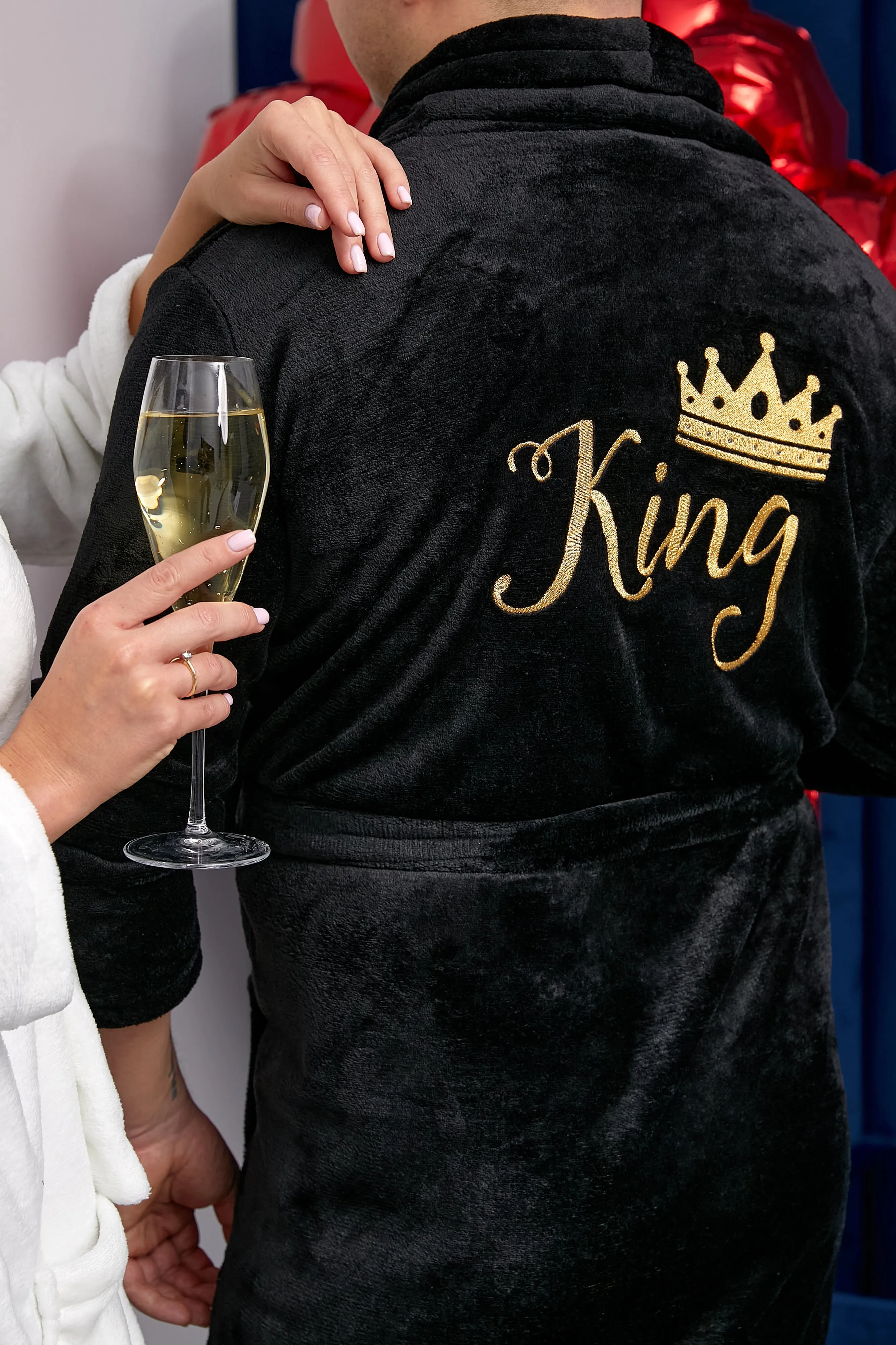 King and Queen Bathrobes for Couple Cozy Terry Bathrobes wife and husband - Glitter